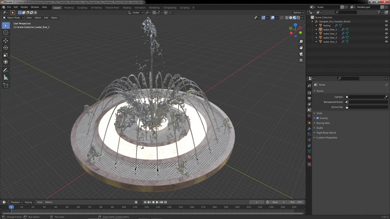 Designer Dry Fountain Round 3D