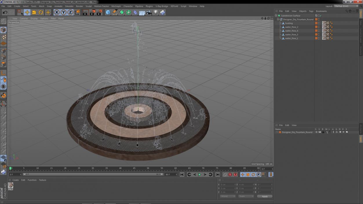 Designer Dry Fountain Round 3D