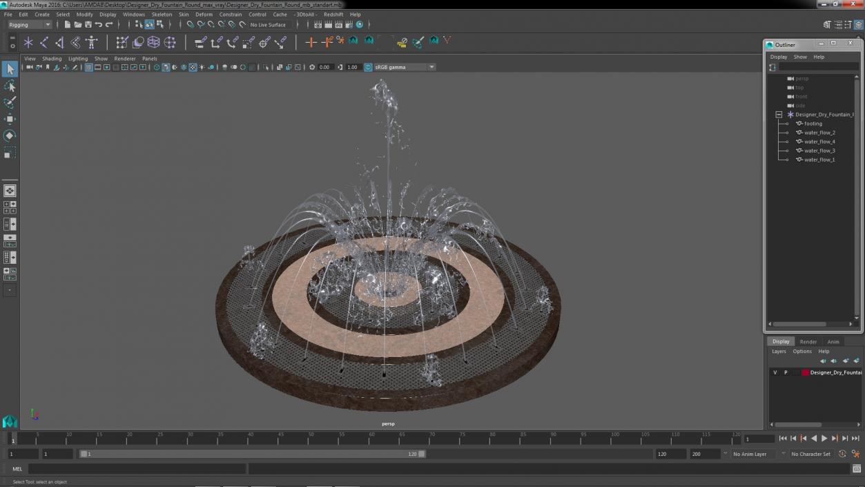 Designer Dry Fountain Round 3D