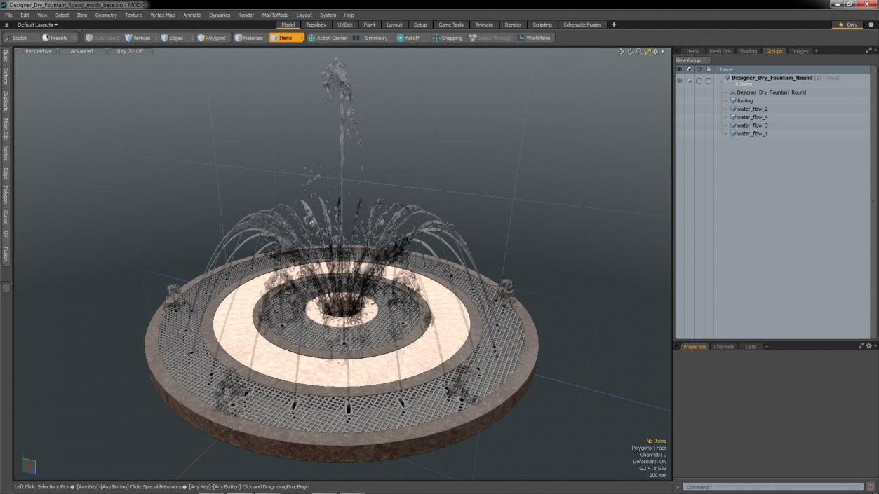 Designer Dry Fountain Round 3D