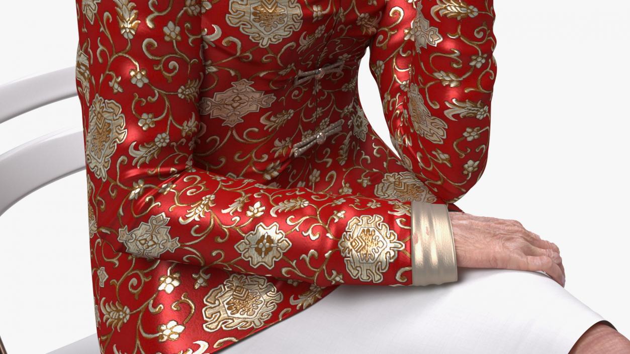 Old Chinese Woman Evening Dress Sitting 3D model