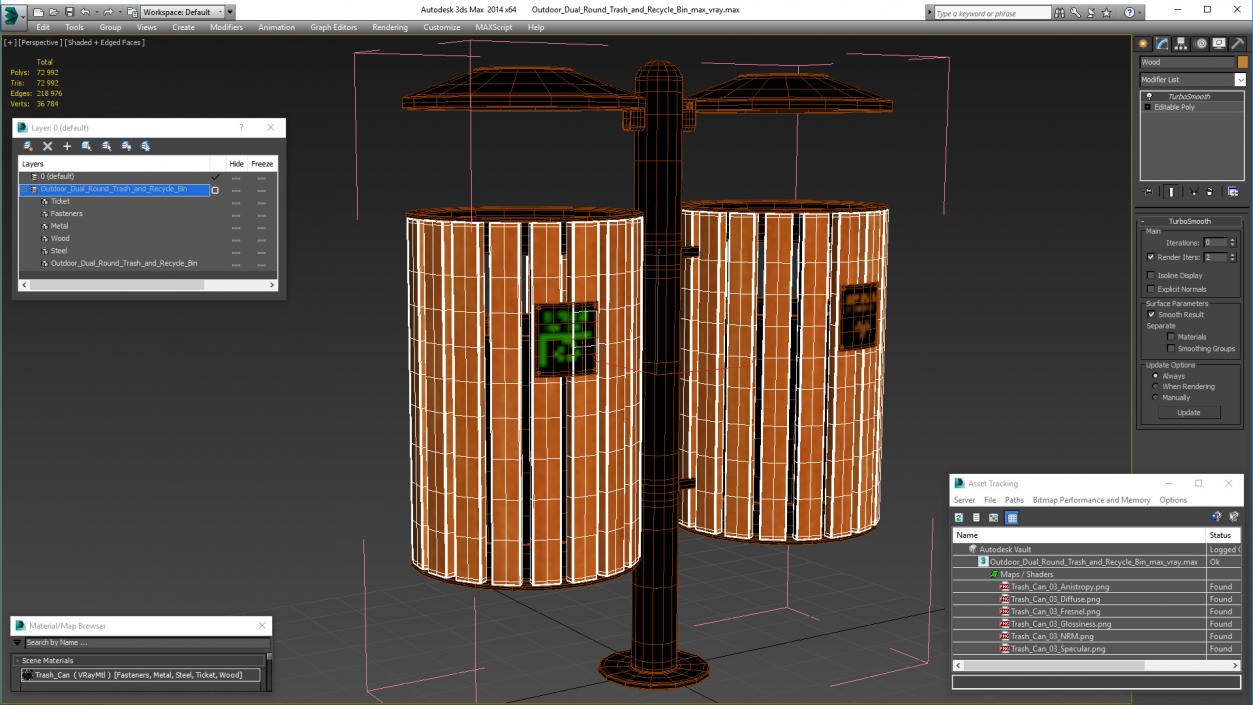 3D model Outdoor Dual Round Trash and Recycle Bin