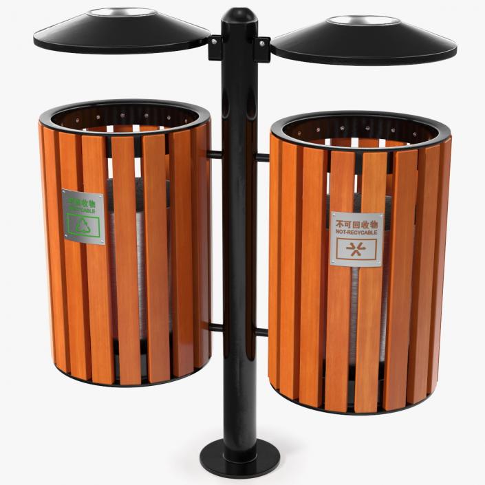 3D model Outdoor Dual Round Trash and Recycle Bin