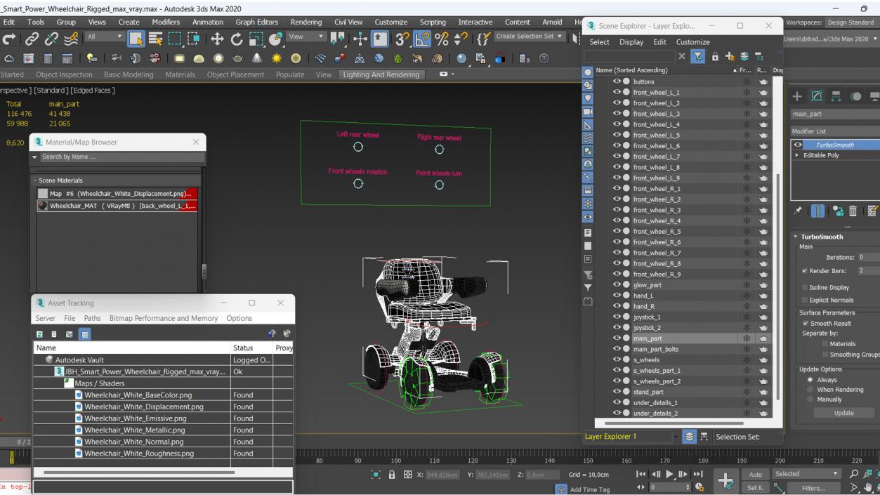 3D JBH Smart Power Wheelchair Rigged model