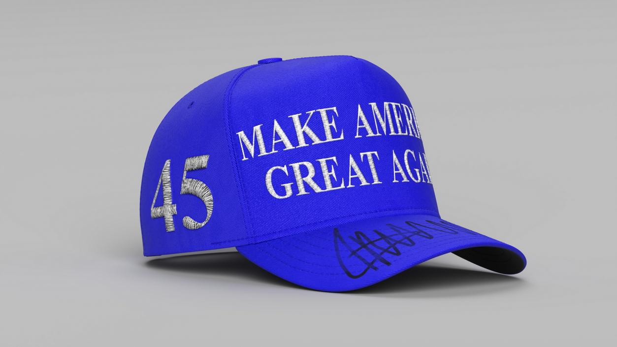 3D Trump Baseball Cap Blue model