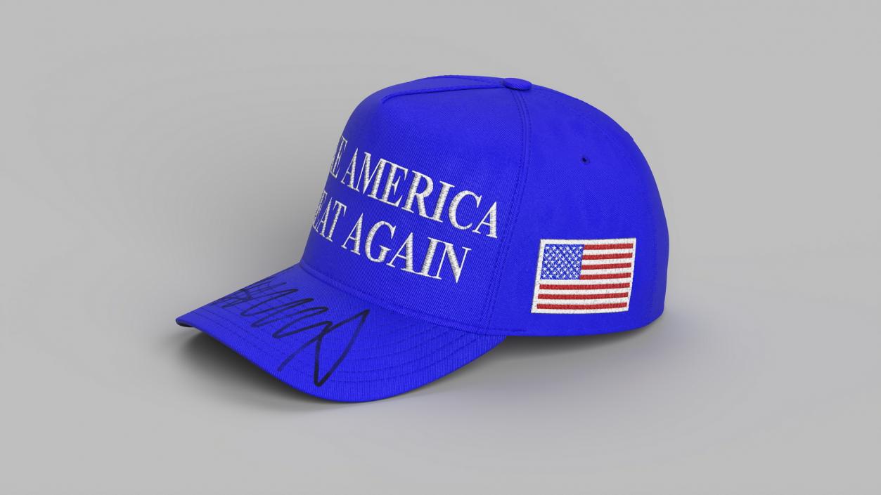 3D Trump Baseball Cap Blue model