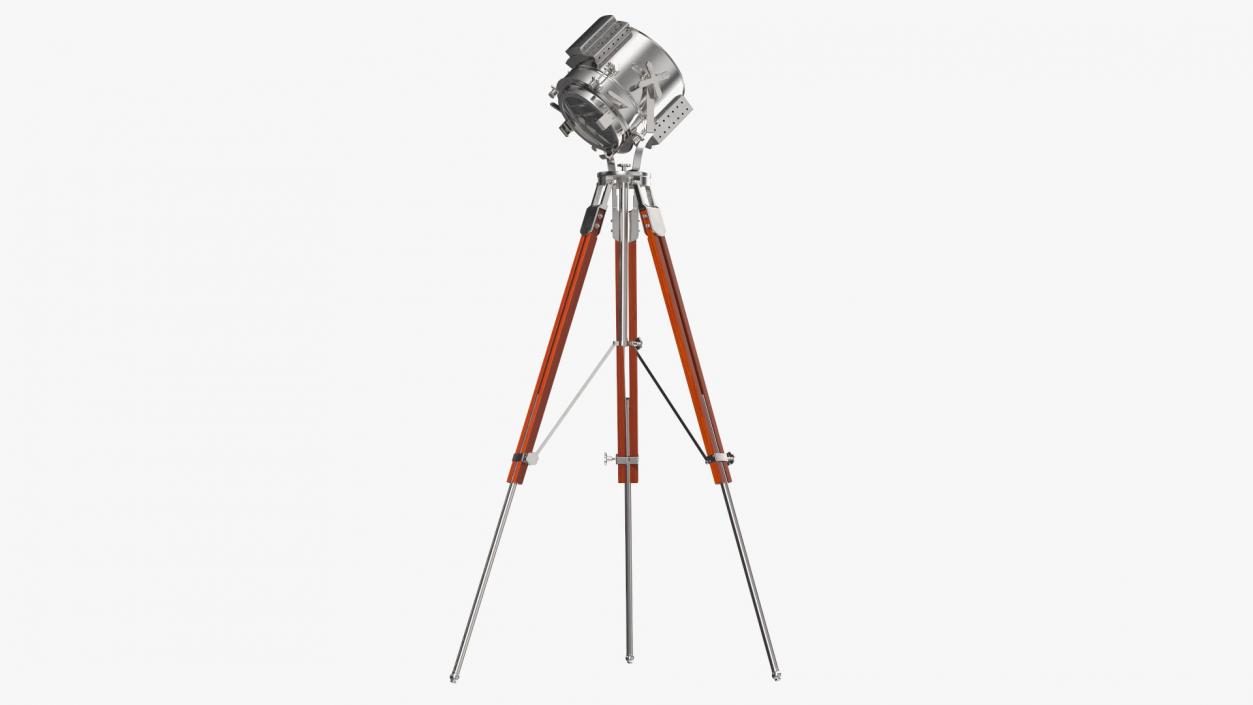 Retro Searchlight Lamp Wooden Tripod Rigged for Cinema 4D 3D