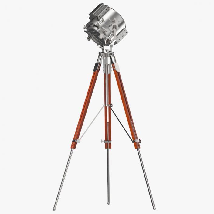 Retro Searchlight Lamp Wooden Tripod Rigged for Cinema 4D 3D