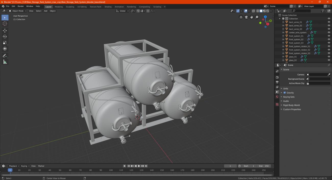 Beer Storage Tank System 3D model