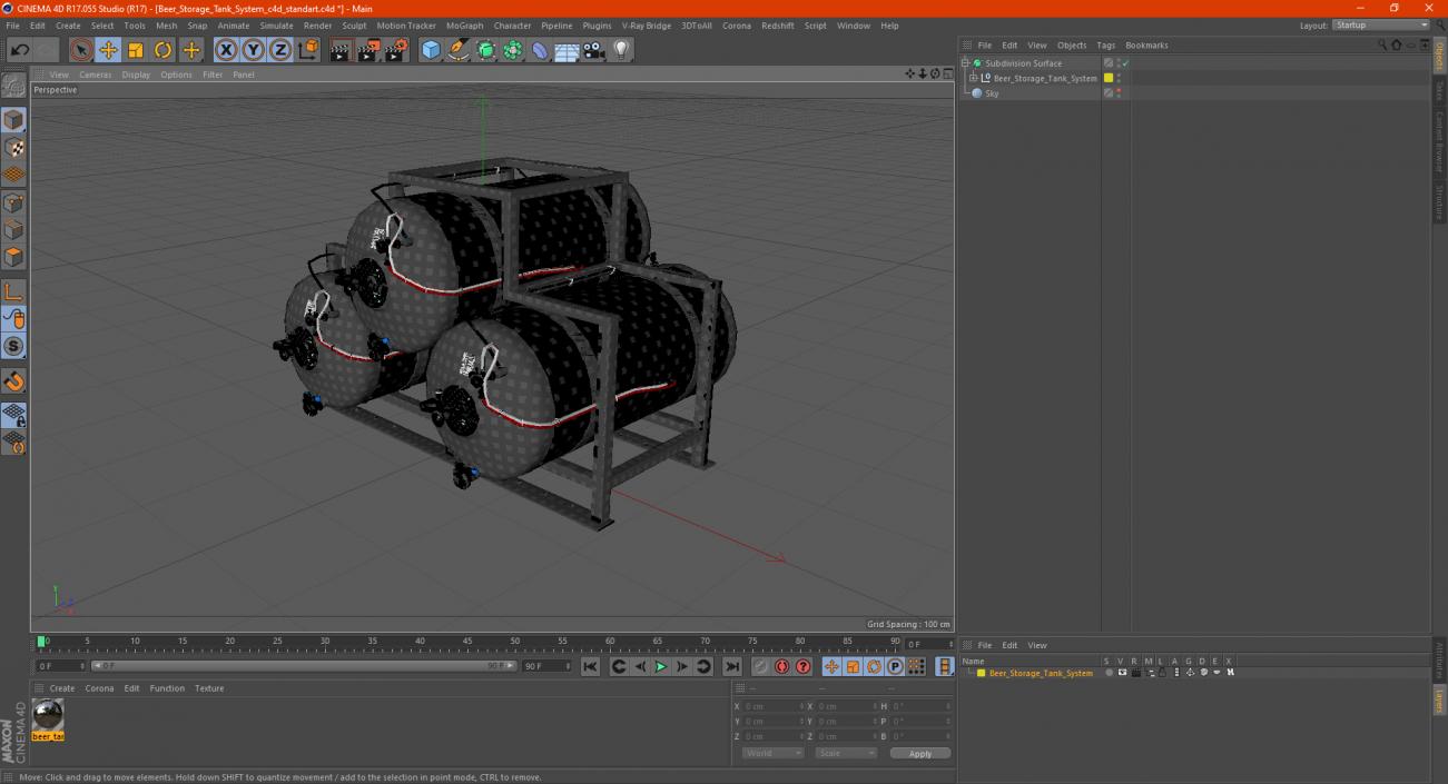 Beer Storage Tank System 3D model