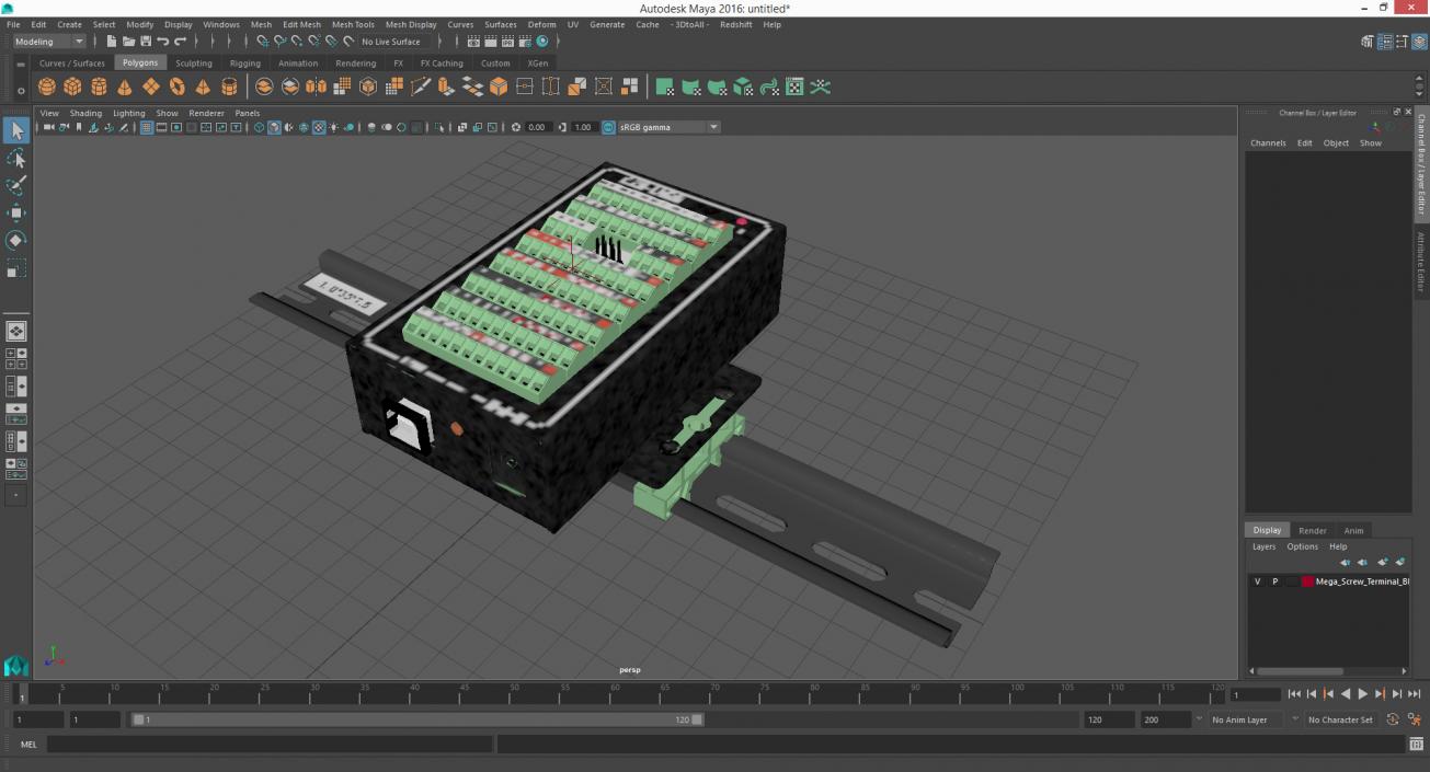 Mega Screw Terminal Block Din Rail 3D model