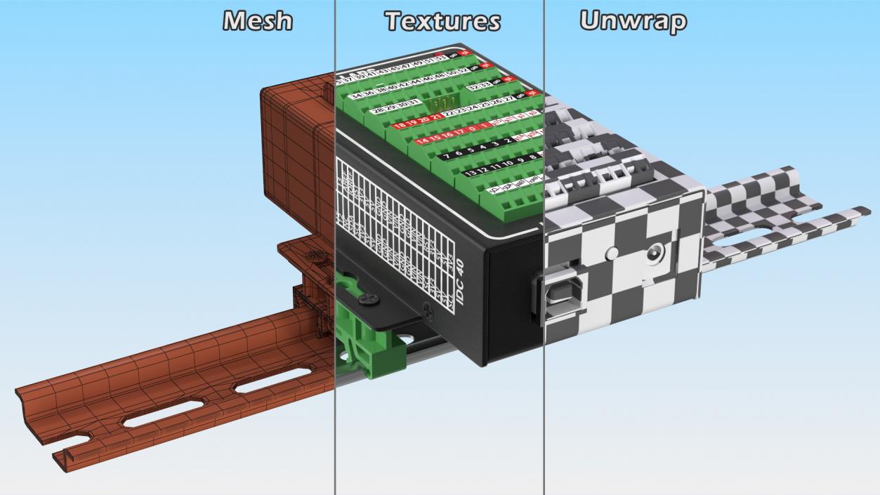 Mega Screw Terminal Block Din Rail 3D model