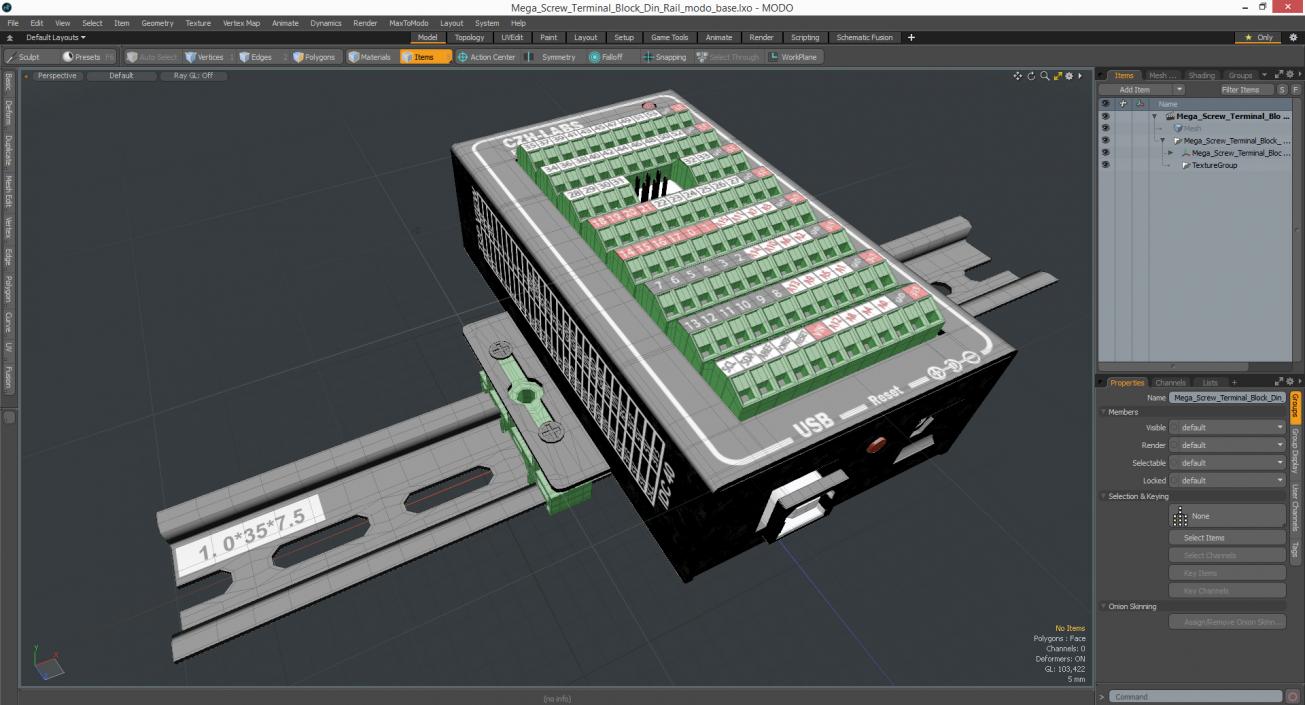 Mega Screw Terminal Block Din Rail 3D model