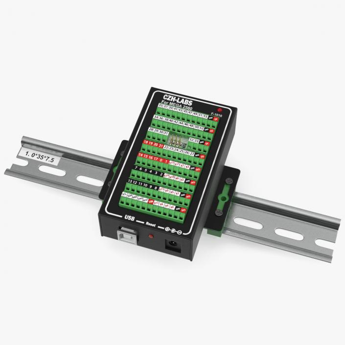 Mega Screw Terminal Block Din Rail 3D model