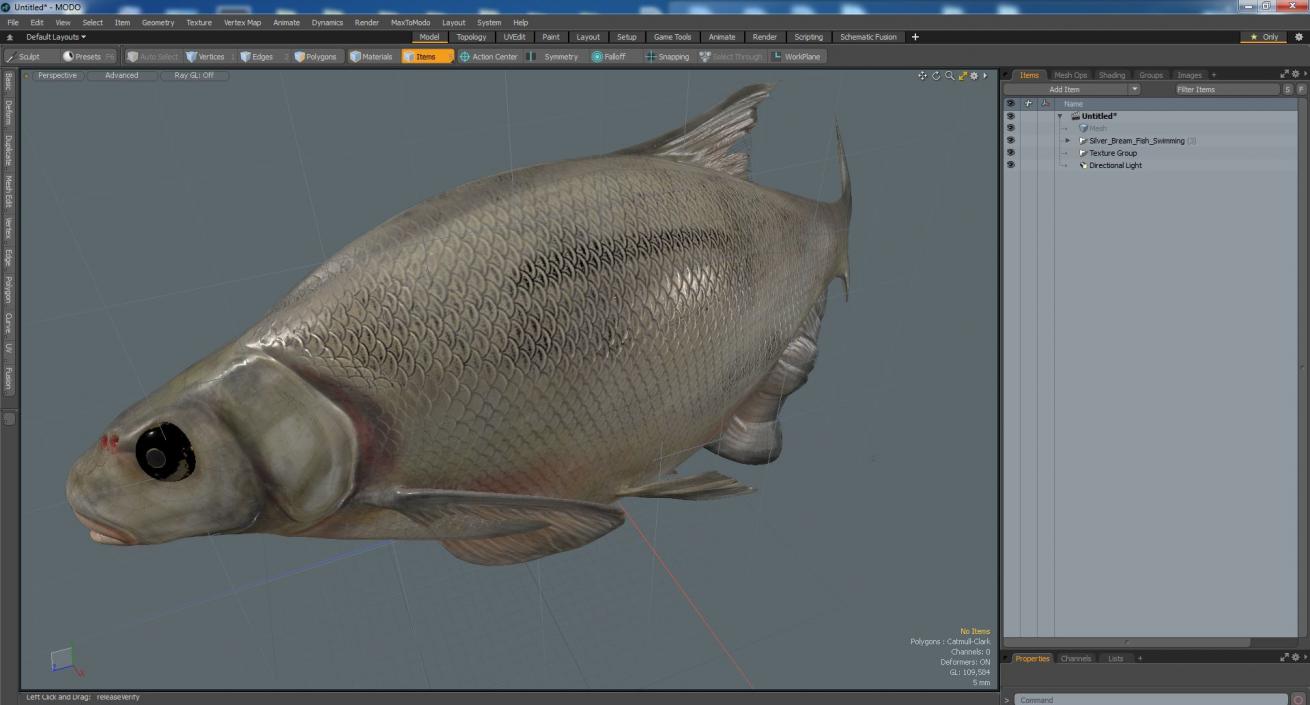 3D Silver Bream Fish Swimming