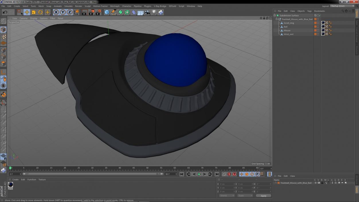 3D model Trackball Mouse with Blue Ball