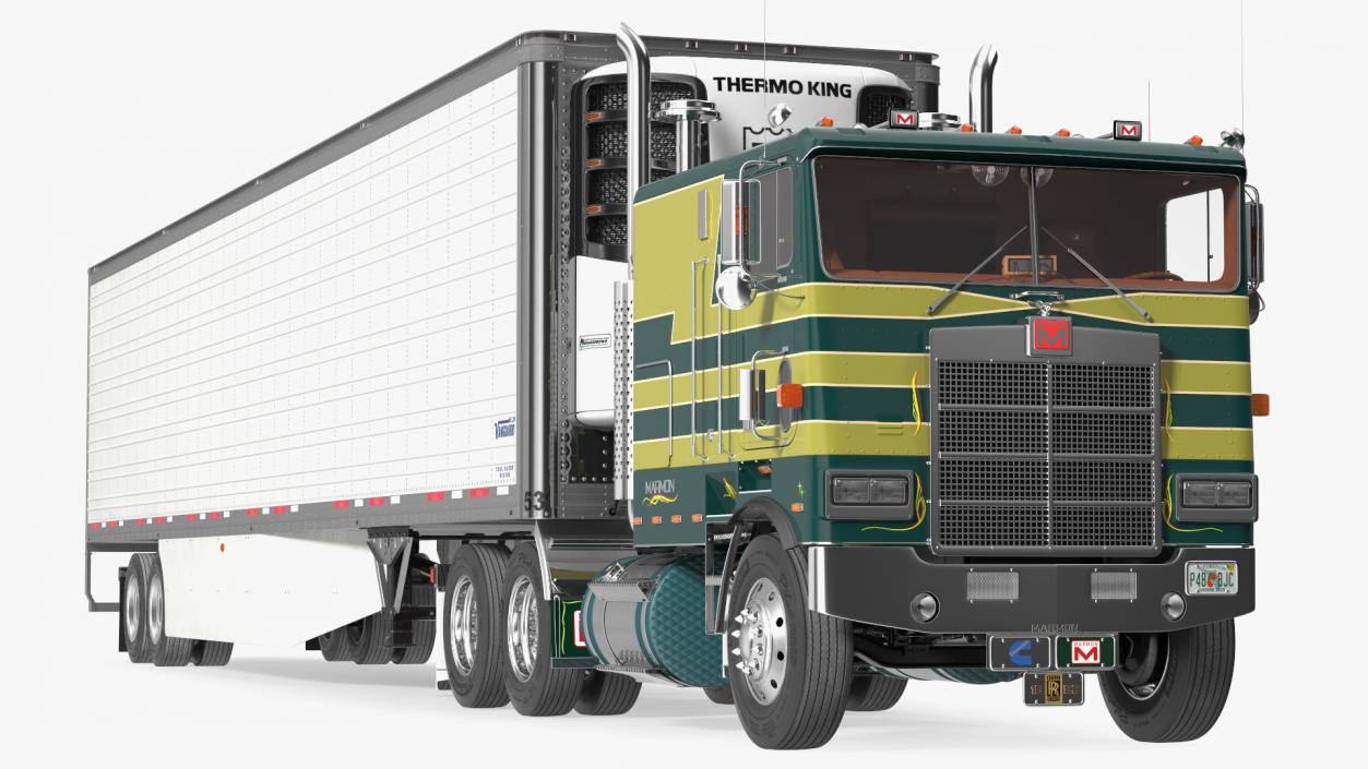 3D Marmon Truck with Vanguard Reefer Trailer Rigged model