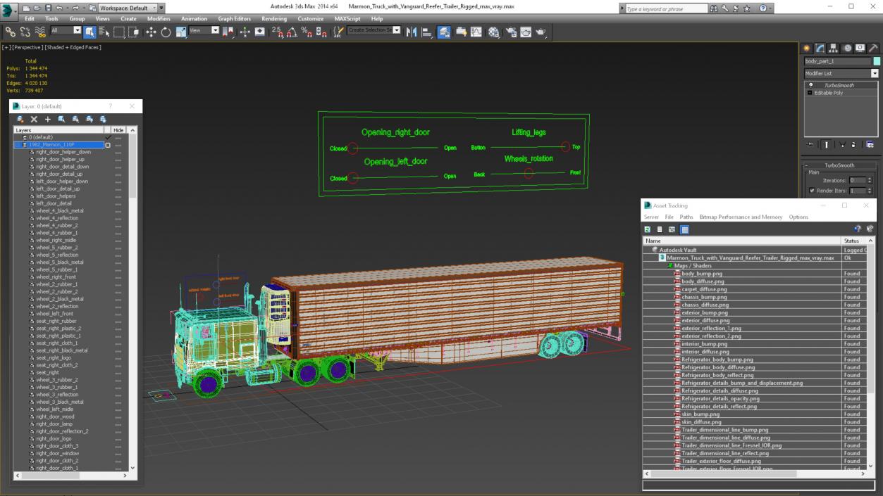 3D Marmon Truck with Vanguard Reefer Trailer Rigged model