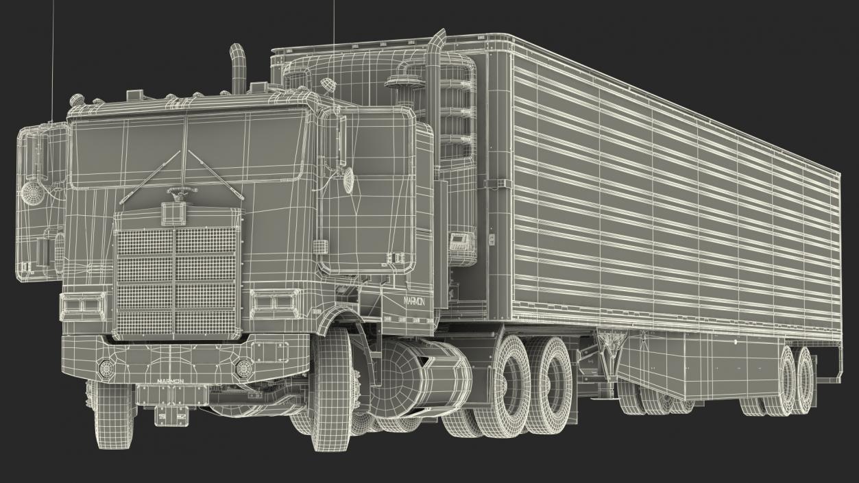 3D Marmon Truck with Vanguard Reefer Trailer Rigged model