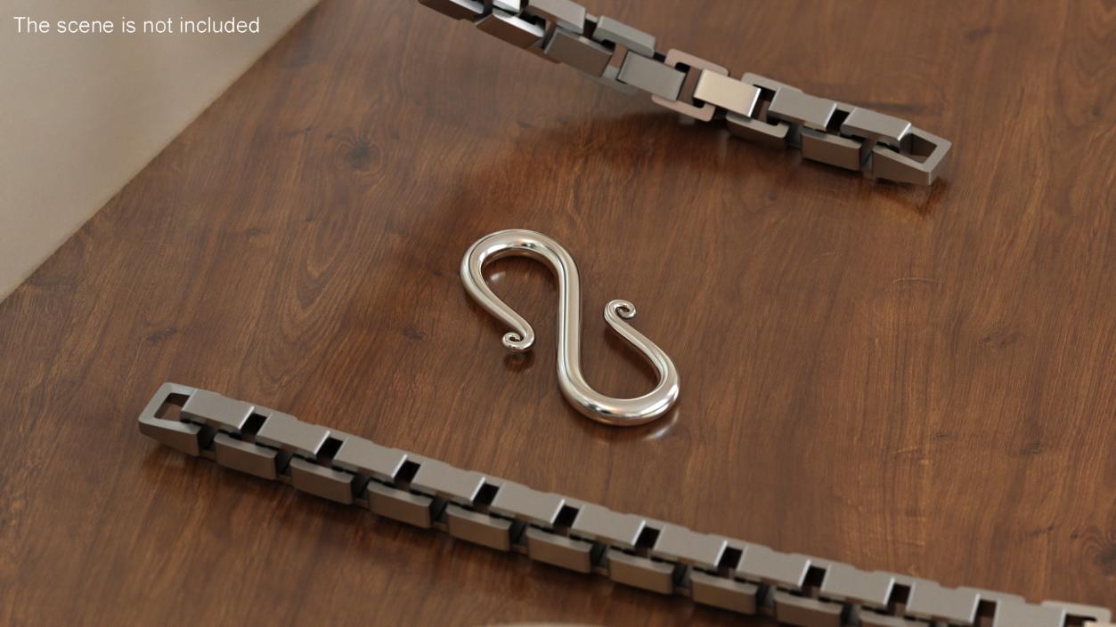 3D Silver S Hook Bracelet Clasp model