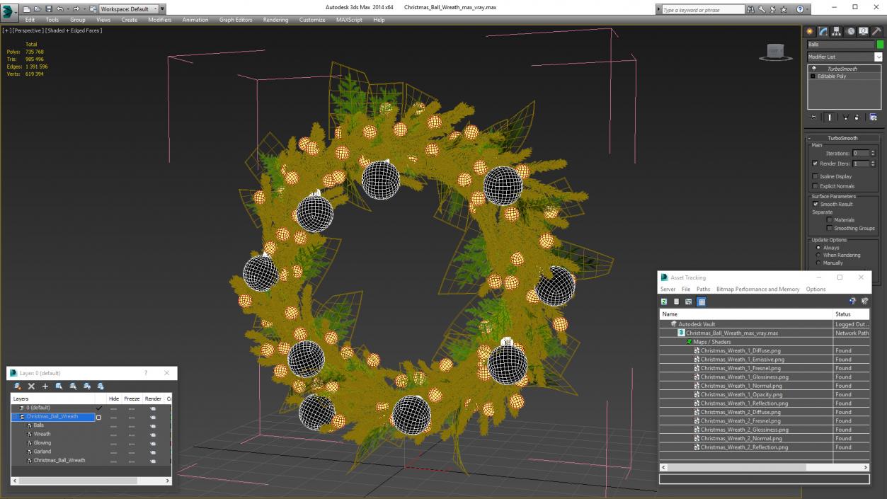 3D Christmas Ball Wreath