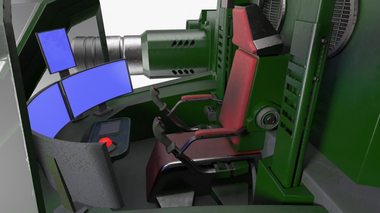 3D Dark Green Combat Robot Empty Rigged