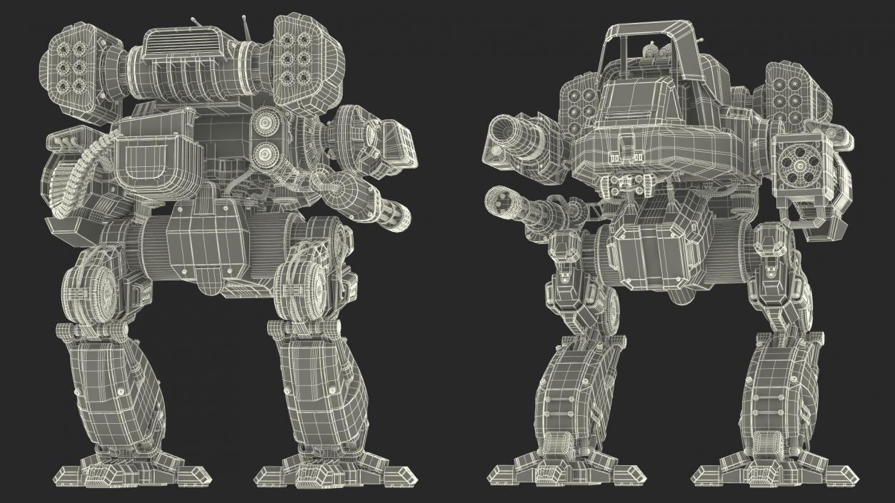 3D Dark Green Combat Robot Empty Rigged