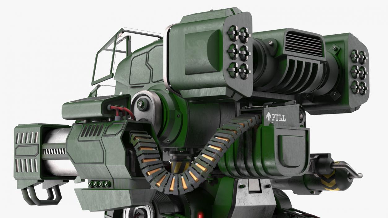 3D Dark Green Combat Robot Empty Rigged