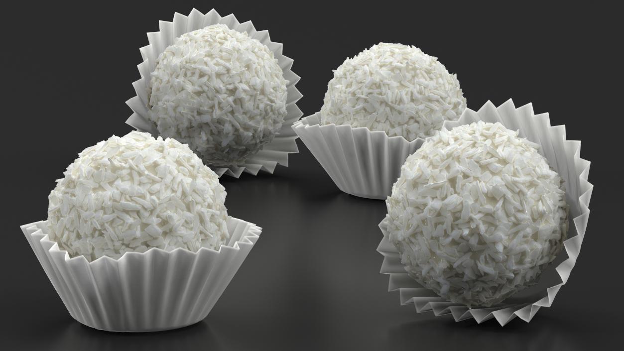 3D Coconut and White Chocolate Candy Ball model