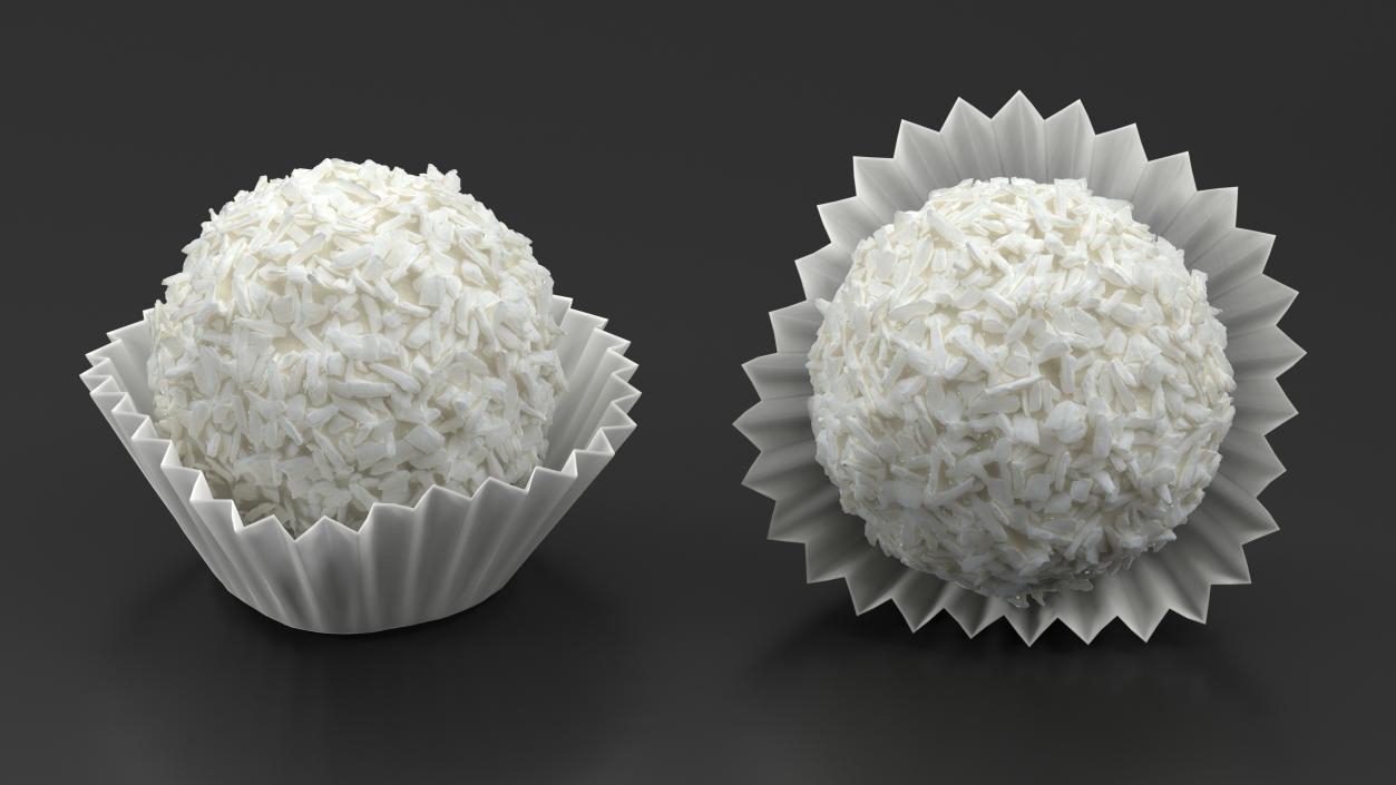 3D Coconut and White Chocolate Candy Ball model