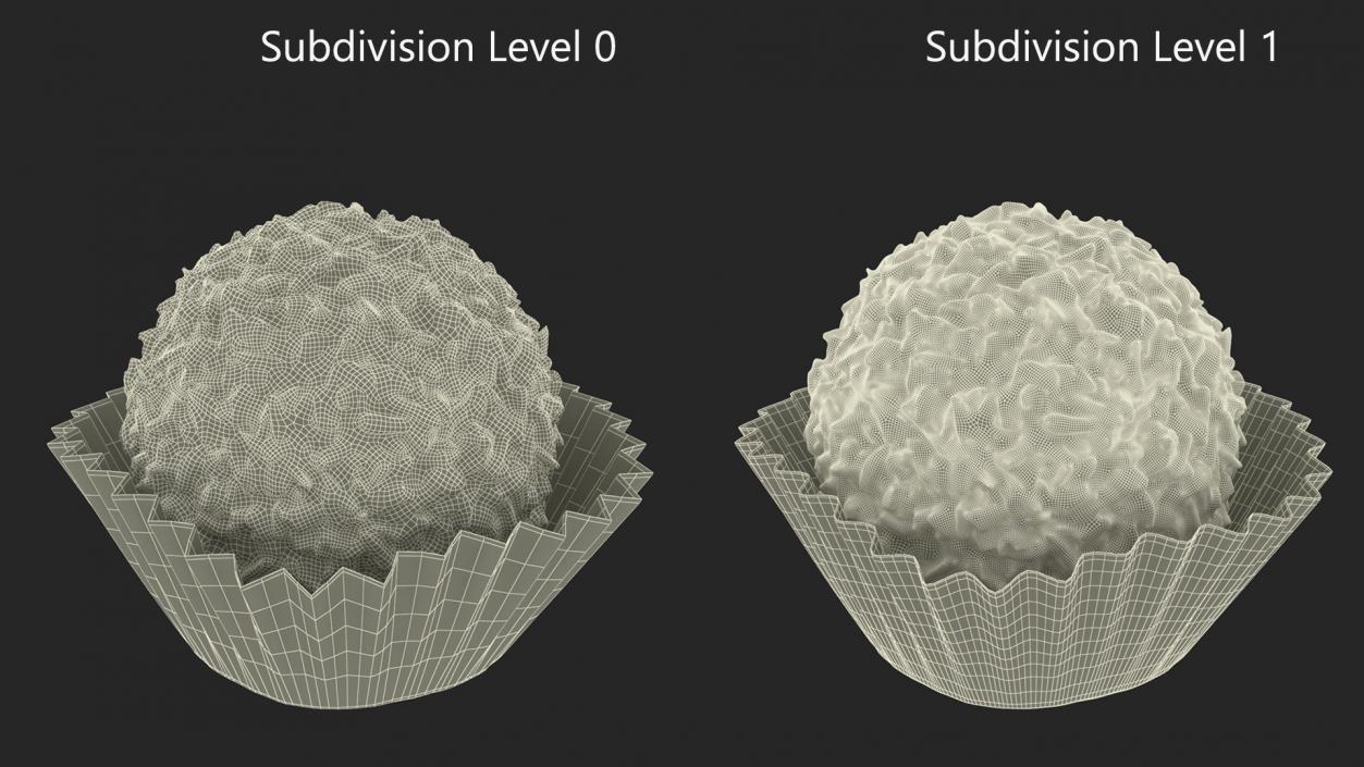 3D Coconut and White Chocolate Candy Ball model