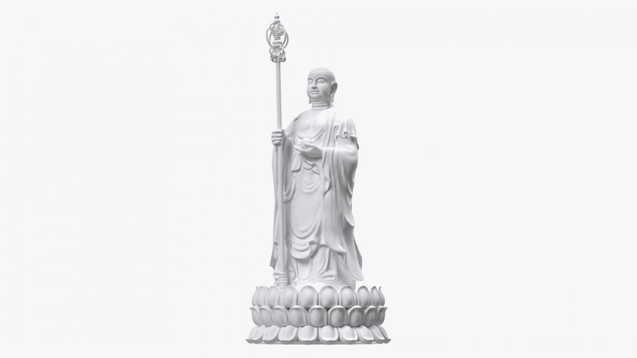 3D model Dizang Buddha Sculpture White Stone