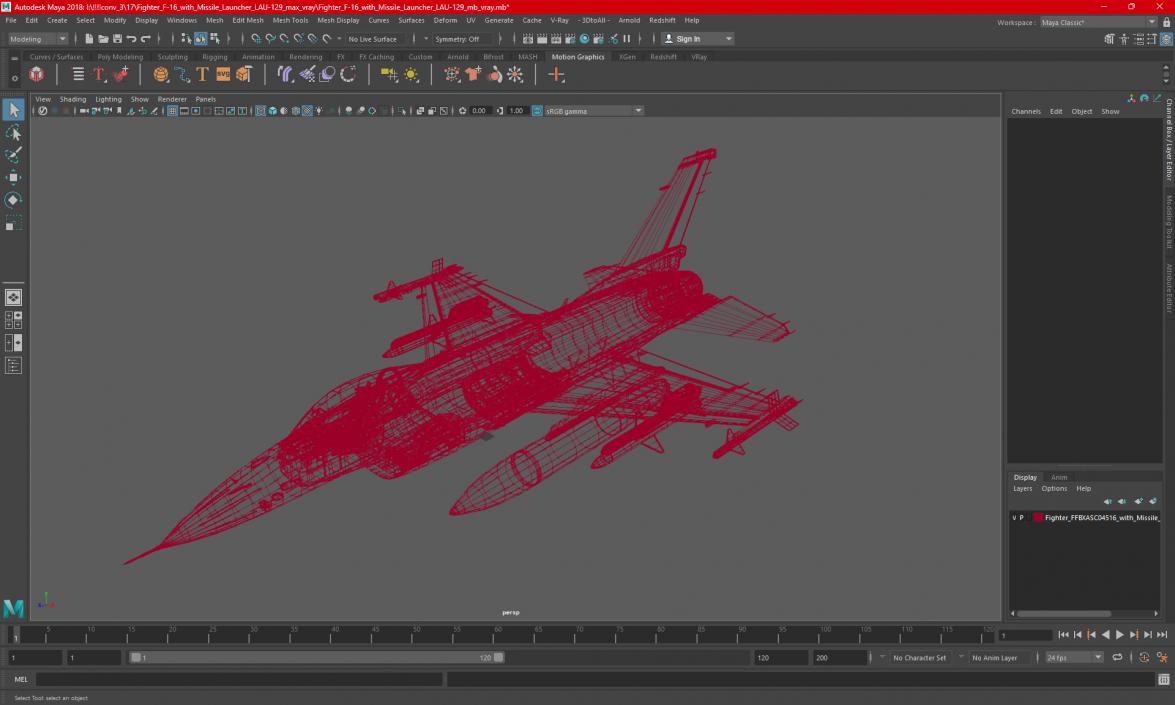 Fighter F-16 with Missile Launcher LAU-129 3D