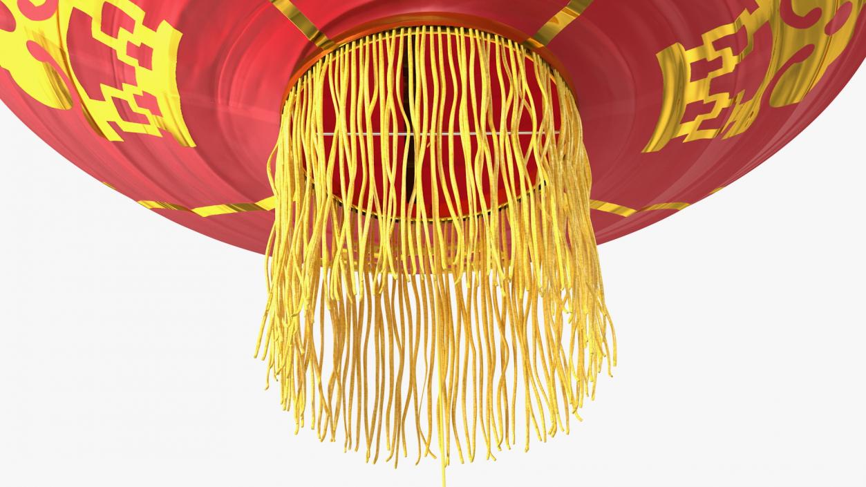 Red Paper Chinese Lantern with Tassel 3D