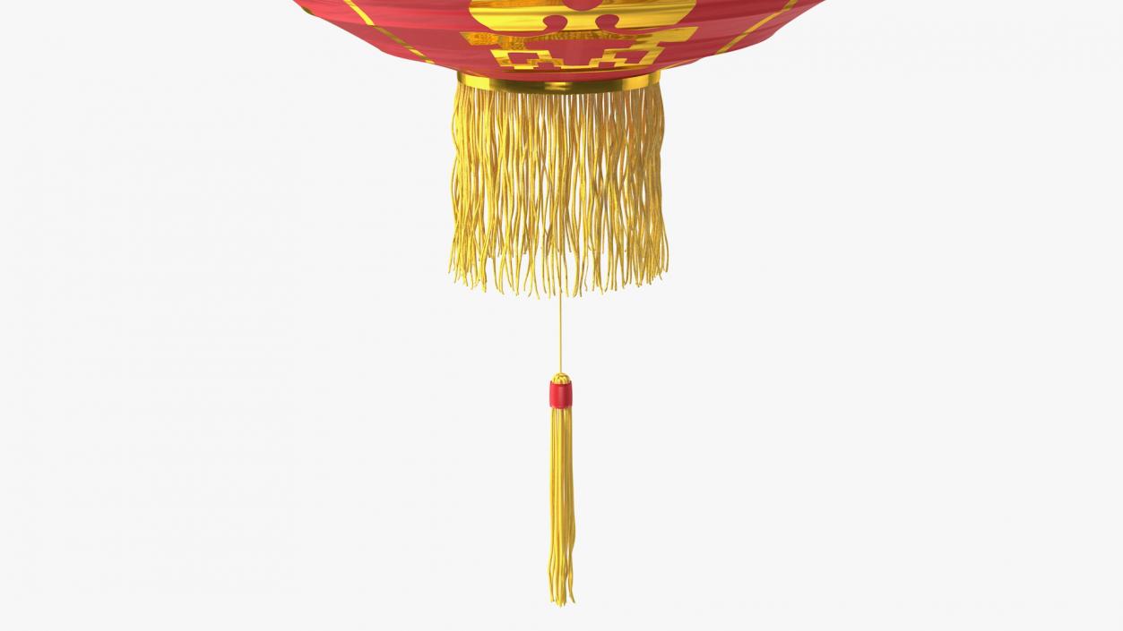 Red Paper Chinese Lantern with Tassel 3D