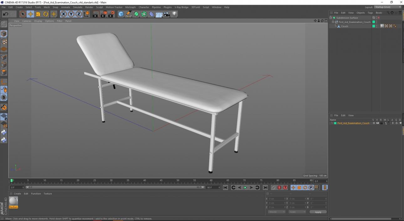 First Aid Examination Couch 3D