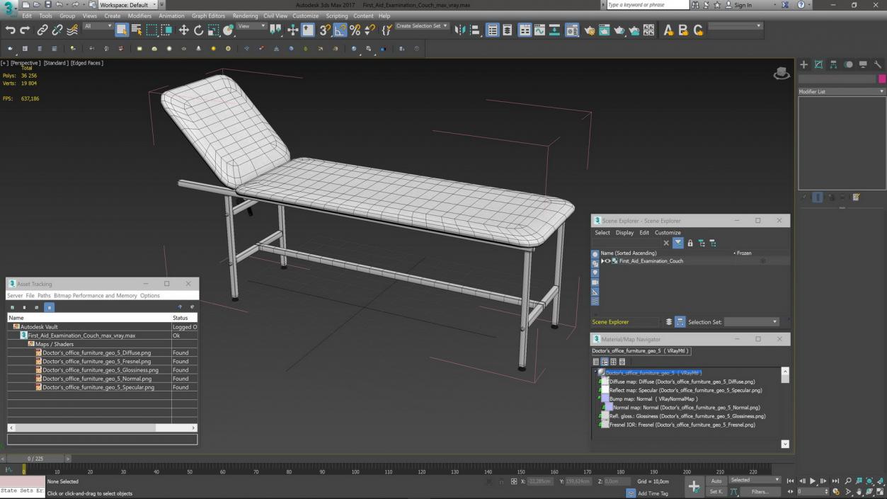 First Aid Examination Couch 3D