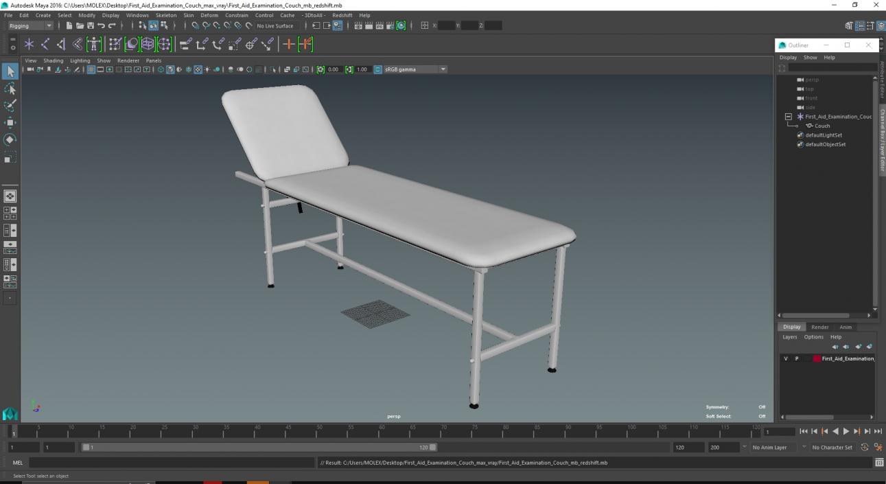 First Aid Examination Couch 3D