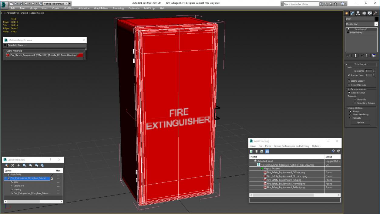 3D Fire Extinguisher Fibreglass Cabinet