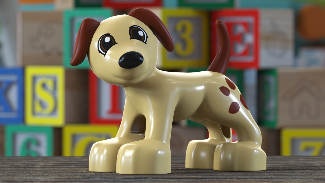 3D Lego Duplo Dog with Brown Spots