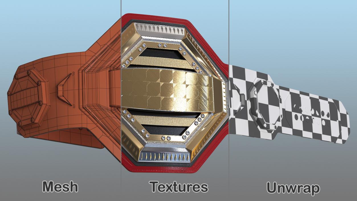 3D Gold Champion Belt model