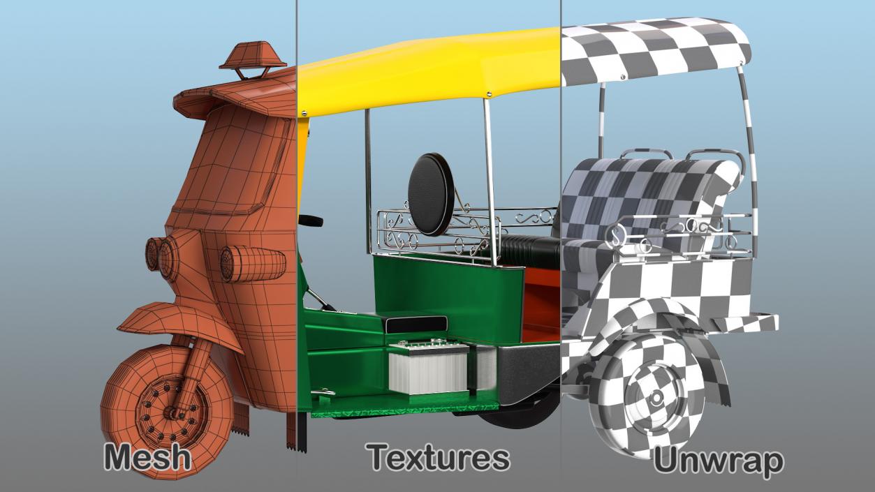 Three Wheeler Auto Rickshaw Rigged 3D model