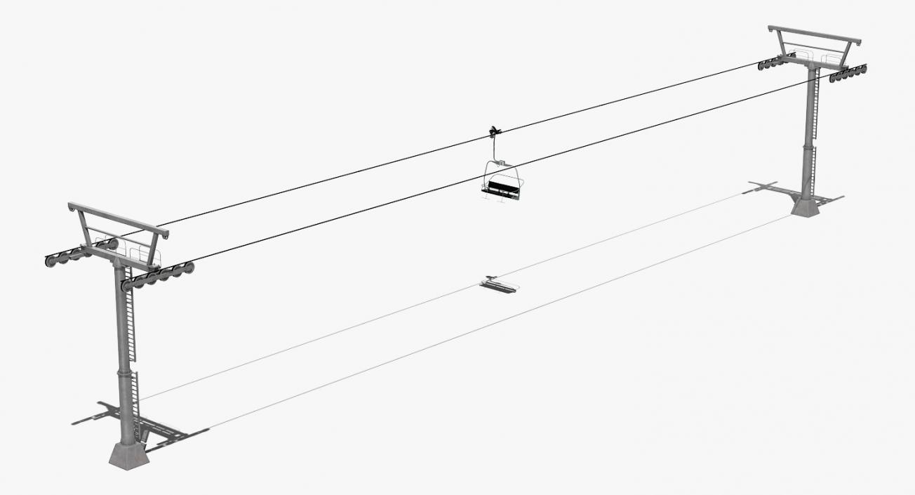 3D model Aerial Ski Lift