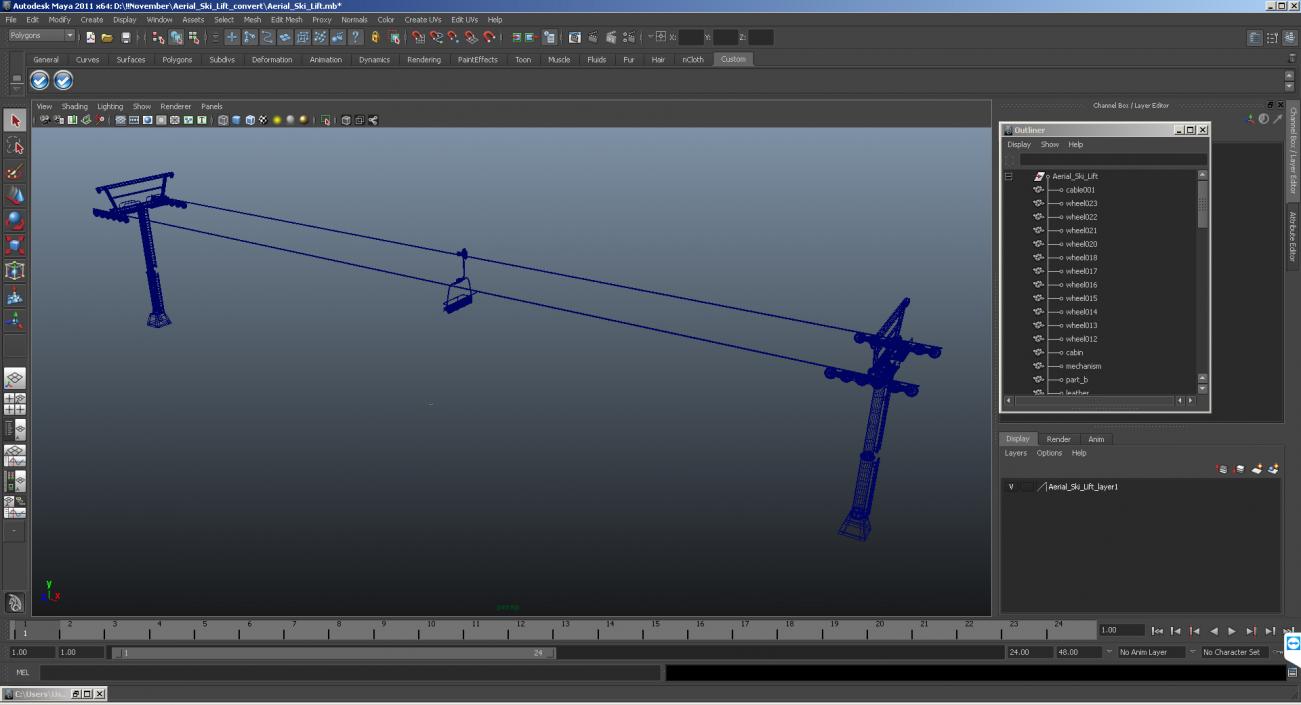 3D model Aerial Ski Lift