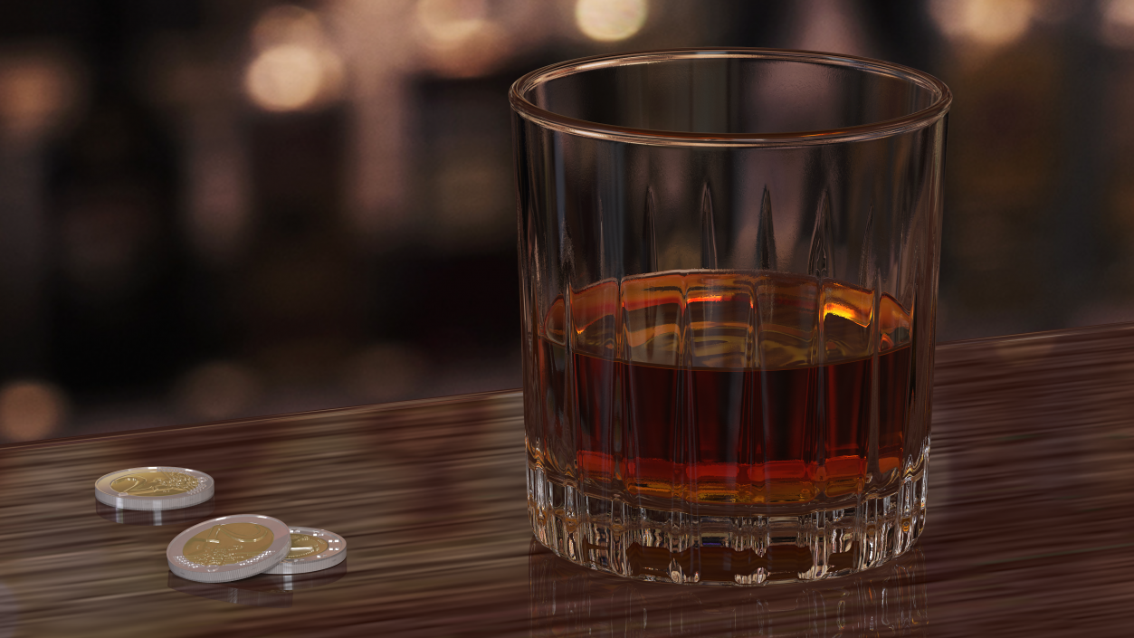 3D European Crystal Rocks Glass With Whiskey