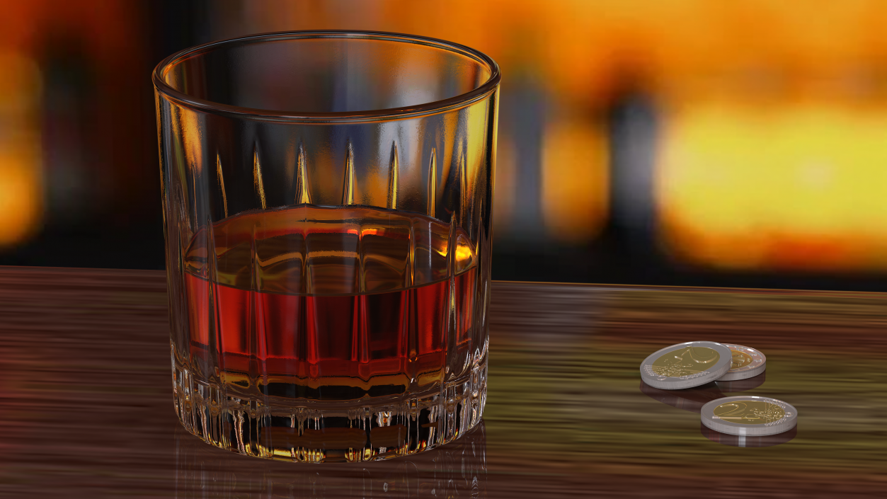 3D European Crystal Rocks Glass With Whiskey