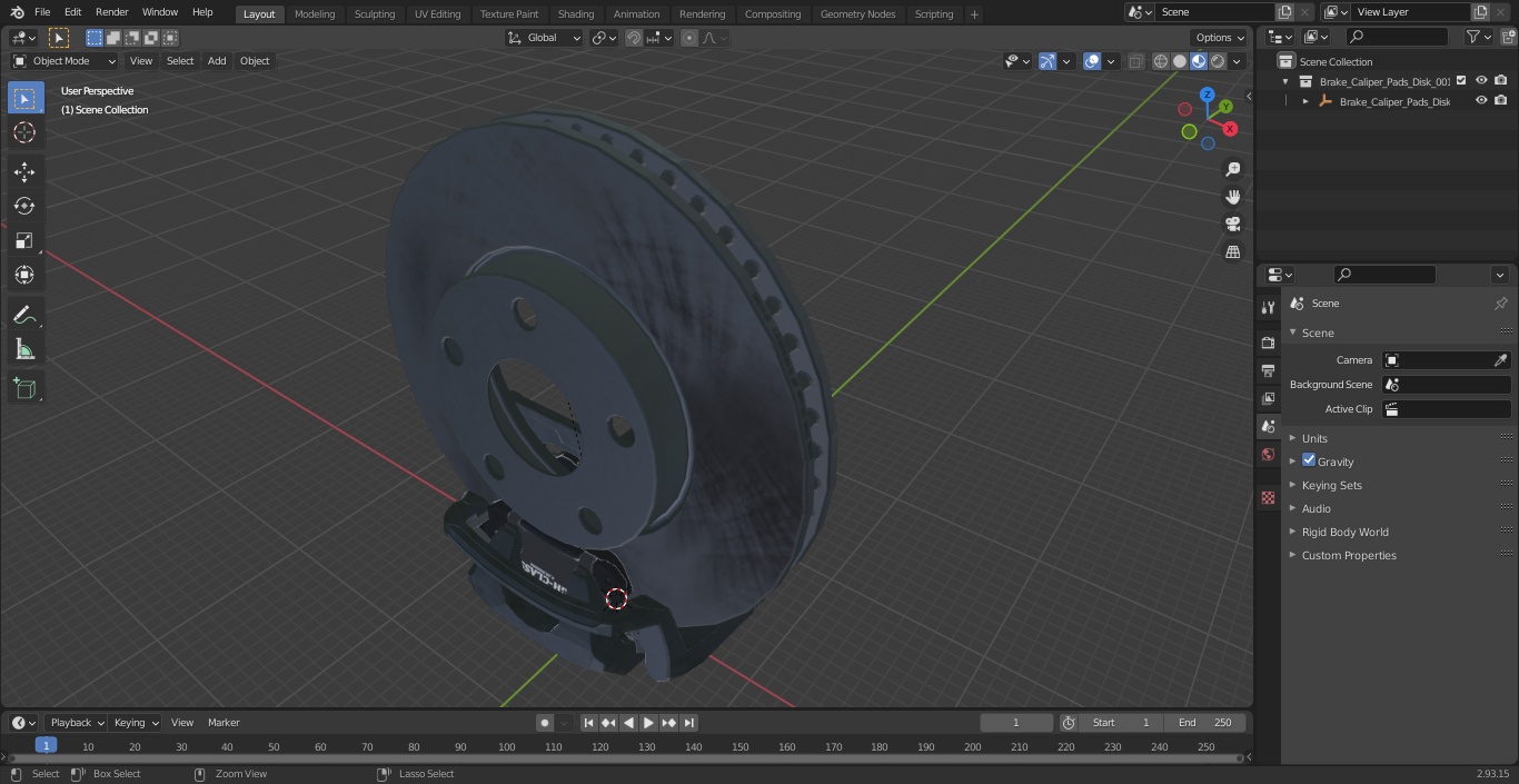 3D Brake Caliper Pads Disk model