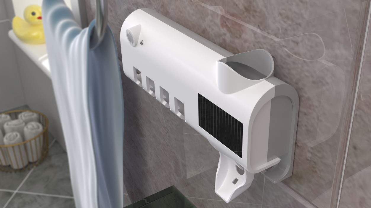 Solar Powered Sanitizer Toothbrush Holder White 3D