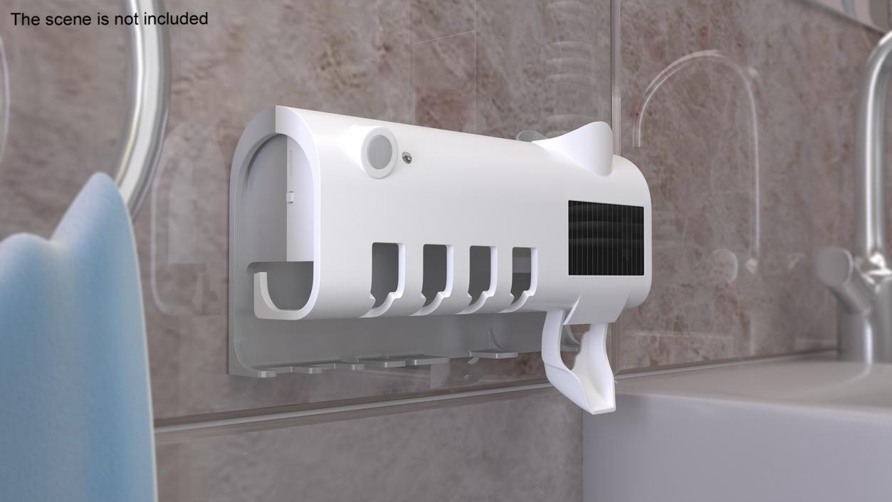 Solar Powered Sanitizer Toothbrush Holder White 3D