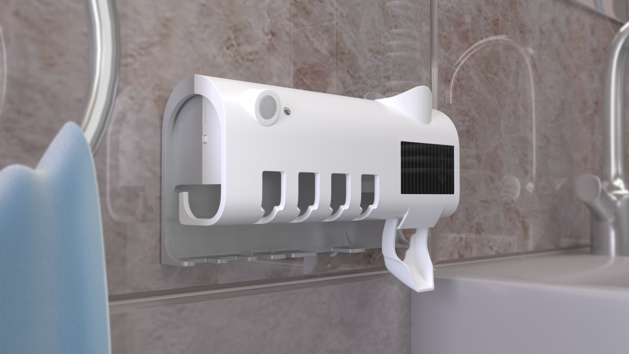 Solar Powered Sanitizer Toothbrush Holder White 3D